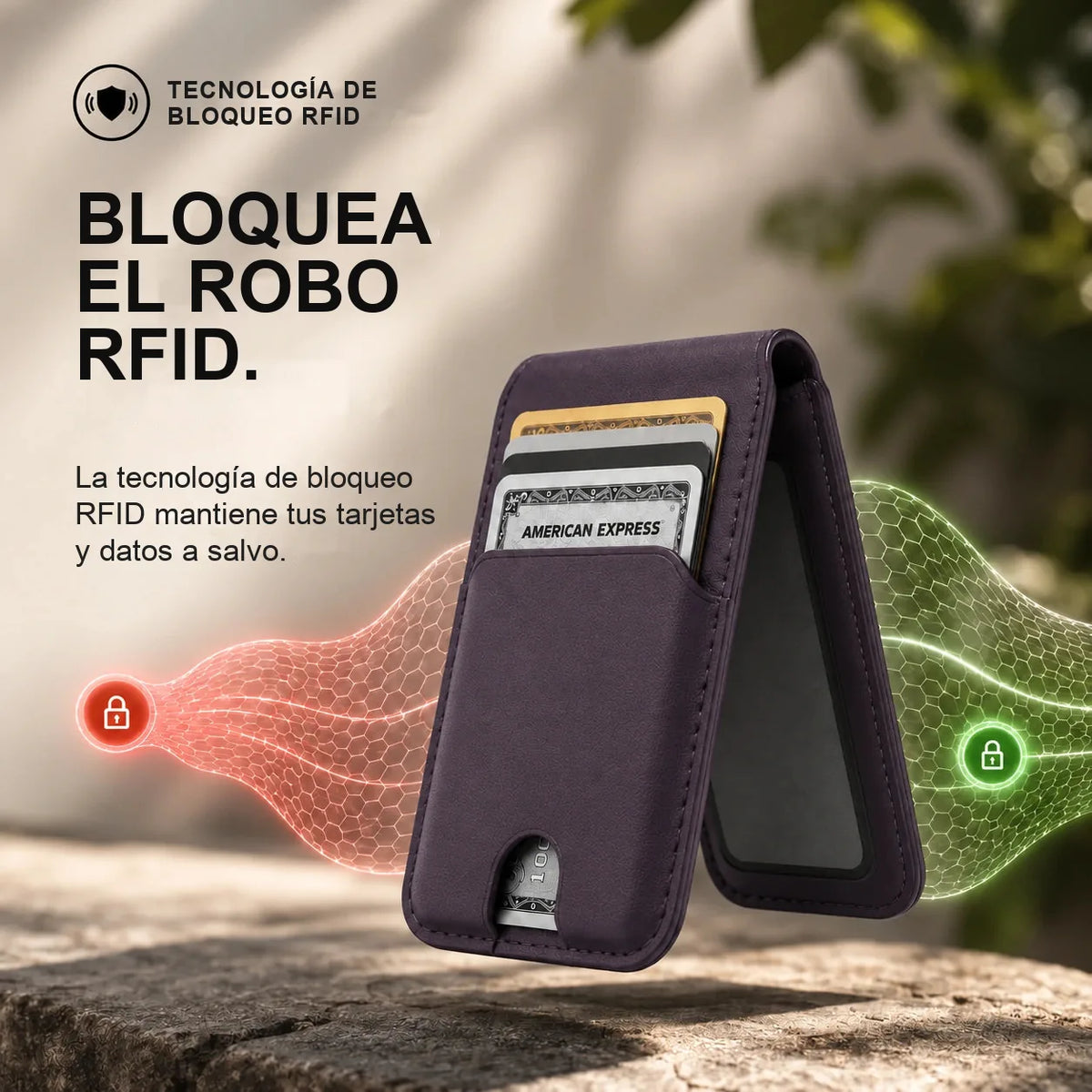 MagWallet — Billetera MagSafe con soporte y bloqueo RFID