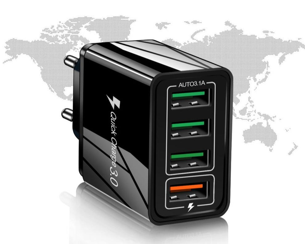 Adaptador de carga rápida de 4 puertos QC3.0