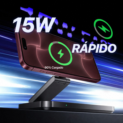 MagFold Base — Cargador 3 en 1 MagSafe (iPhone · Watch · AirPods)