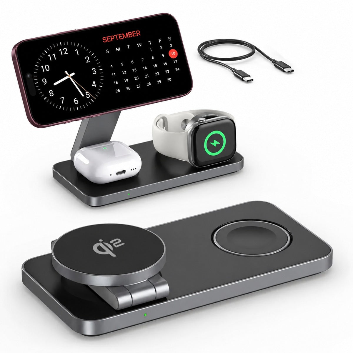 MagFold Base — Cargador 3 en 1 MagSafe (iPhone · Watch · AirPods)