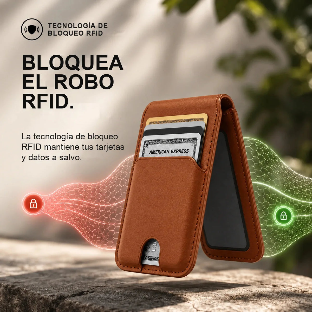 MagWallet — Billetera MagSafe con soporte y bloqueo RFID