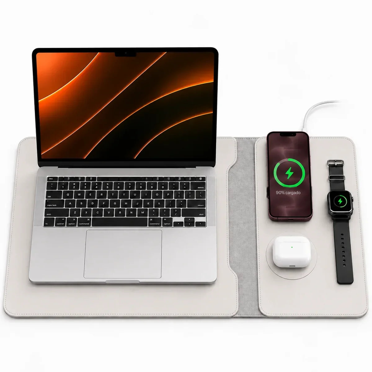 MagDesk Sleeve — Funda Escritorio con Carga Inalámbrica 5-en-1