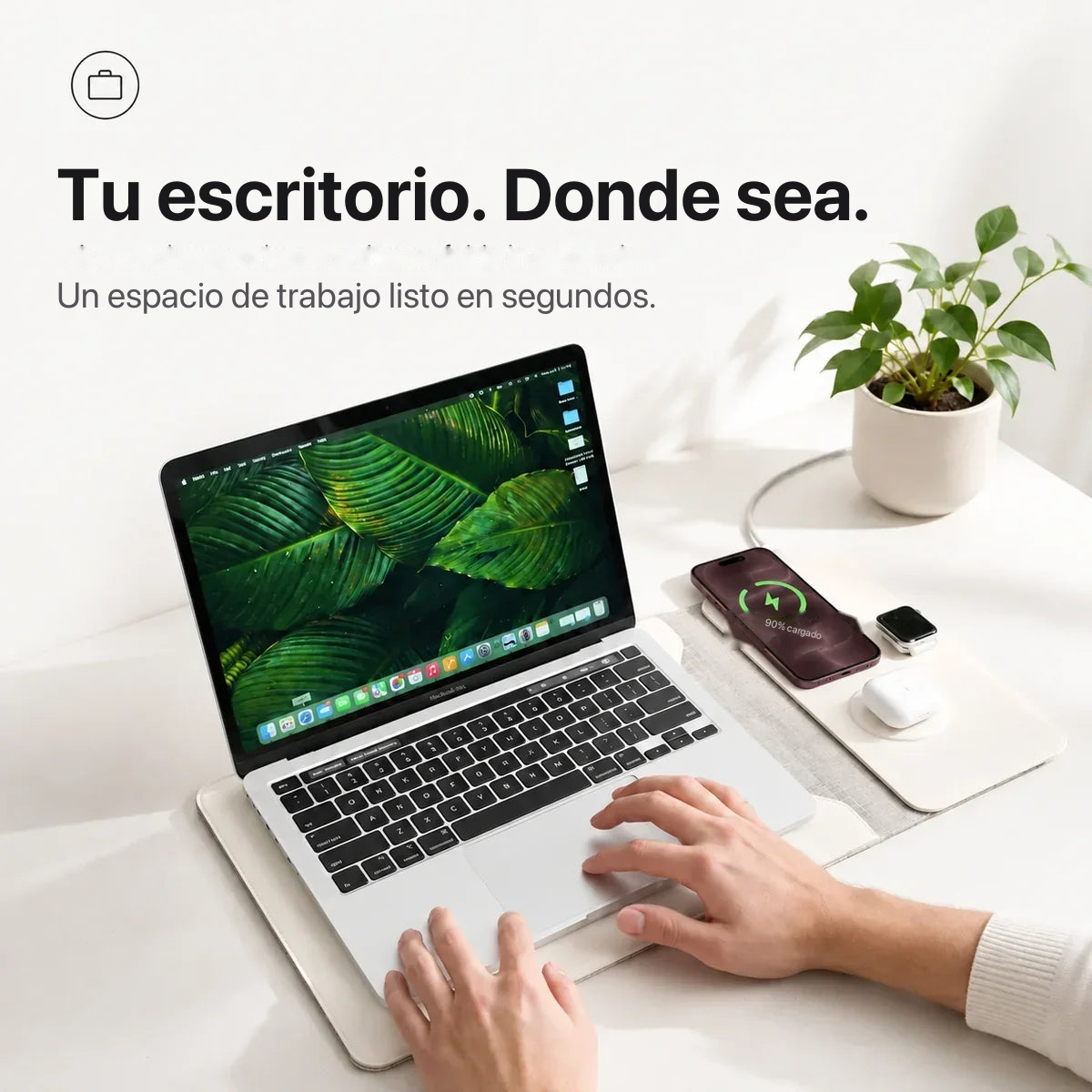 MagDesk Sleeve — Funda Escritorio con Carga Inalámbrica 5-en-1