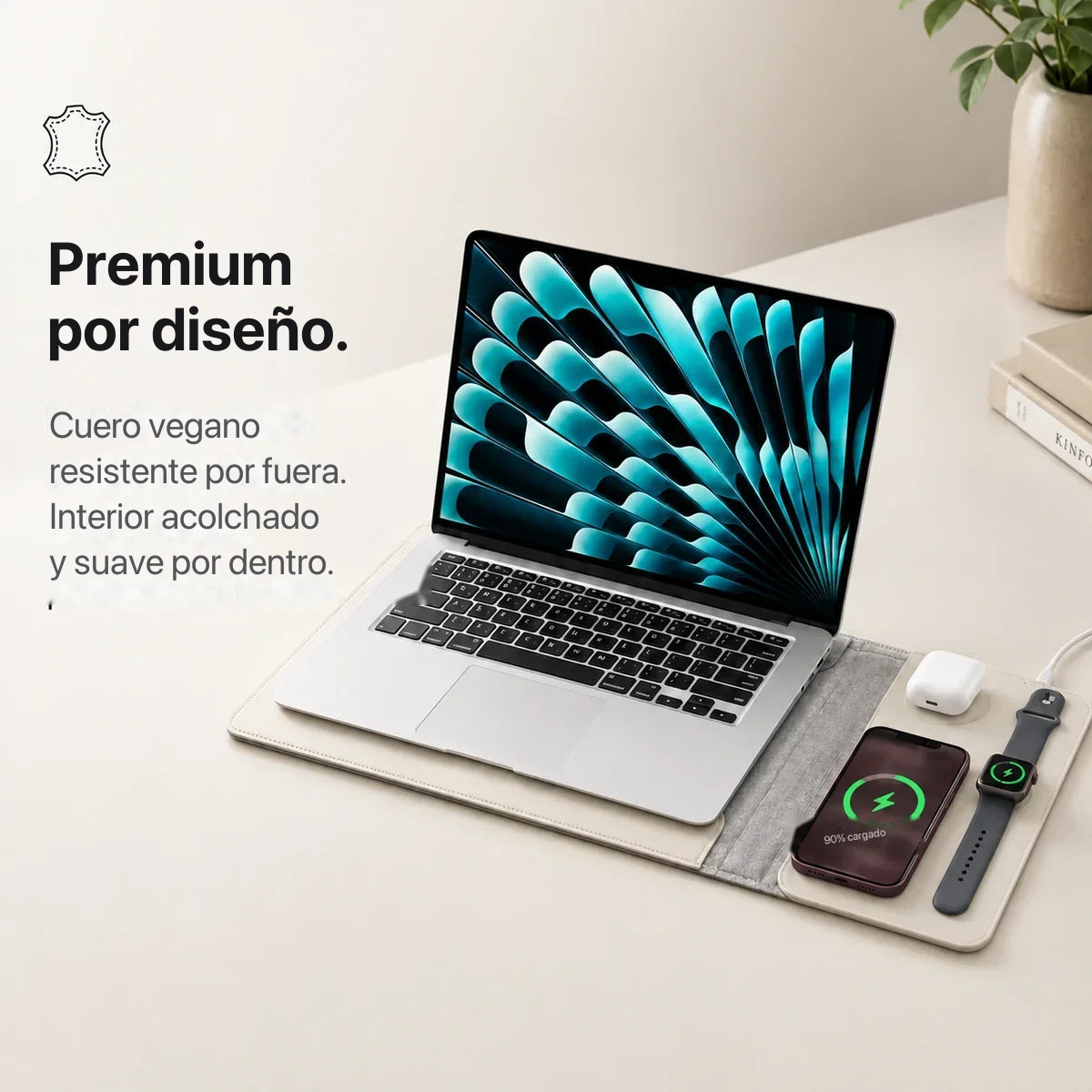 MagDesk Sleeve — Funda Escritorio con Carga Inalámbrica 5-en-1