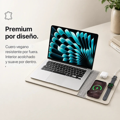 MagDesk Sleeve — Funda Escritorio con Carga Inalámbrica 5-en-1