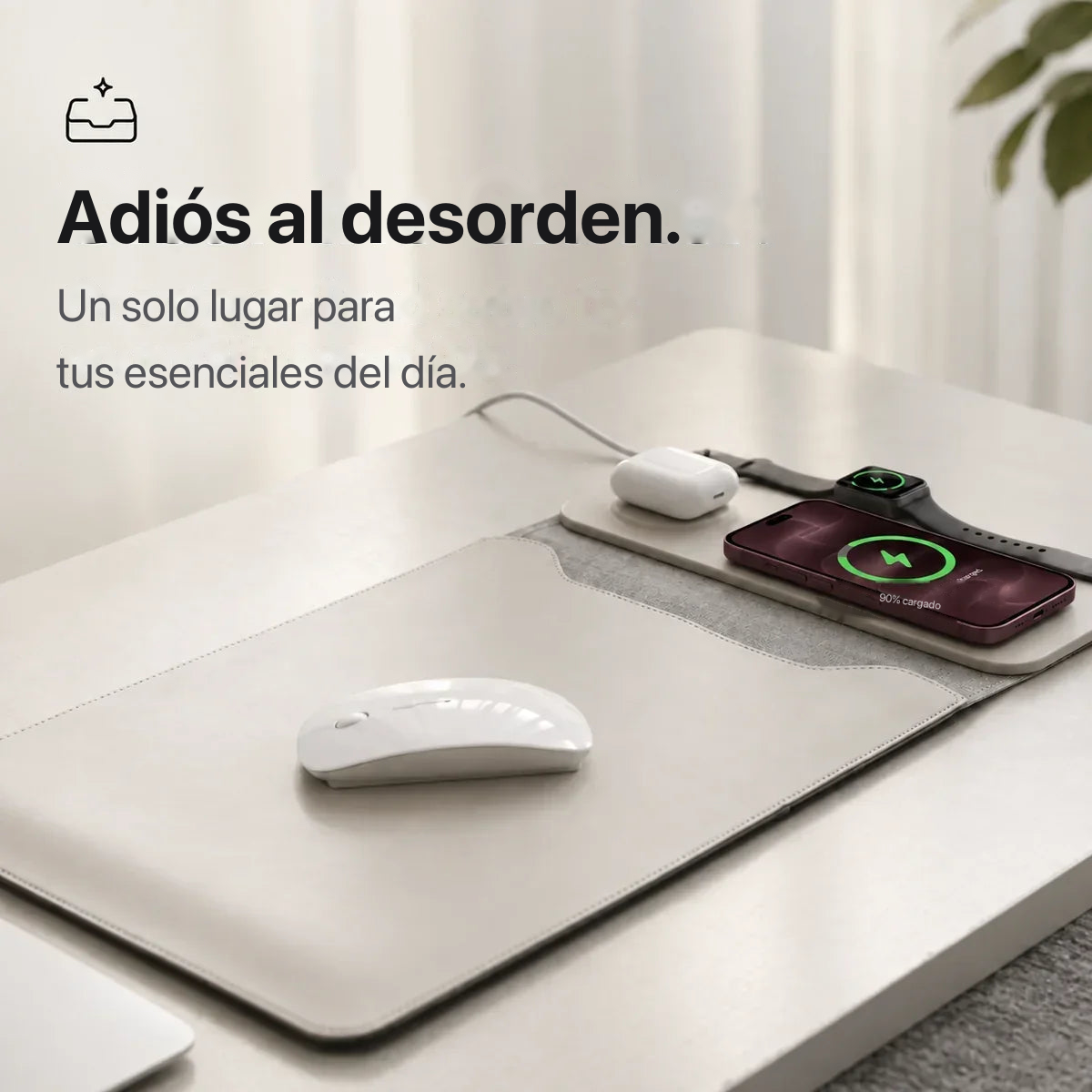MagDesk Sleeve — Funda Escritorio con Carga Inalámbrica 5-en-1