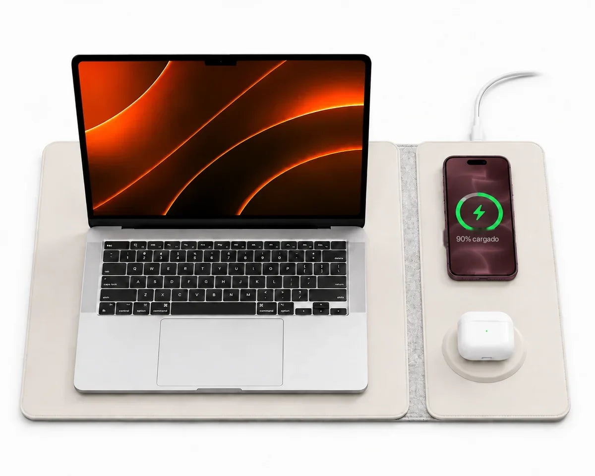 MagDesk Sleeve — Funda Escritorio con Carga Inalámbrica 5-en-1