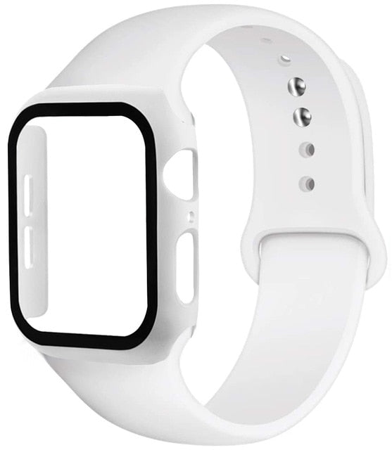 Correa de silicona + protector con vidrio templado para Apple Watch