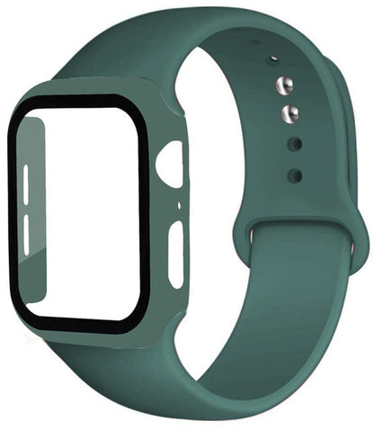 Correa de silicona + protector con vidrio templado para Apple Watch