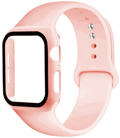 Correa de silicona + protector con vidrio templado para Apple Watch