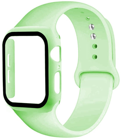 Correa de silicona + protector con vidrio templado para Apple Watch