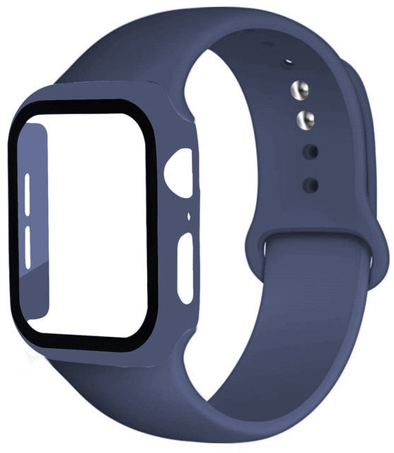Correa de silicona + protector con vidrio templado para Apple Watch