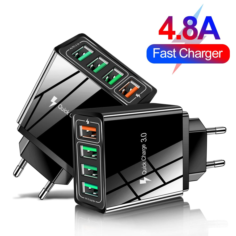 Adaptador de carga rápida de 4 puertos QC3.0
